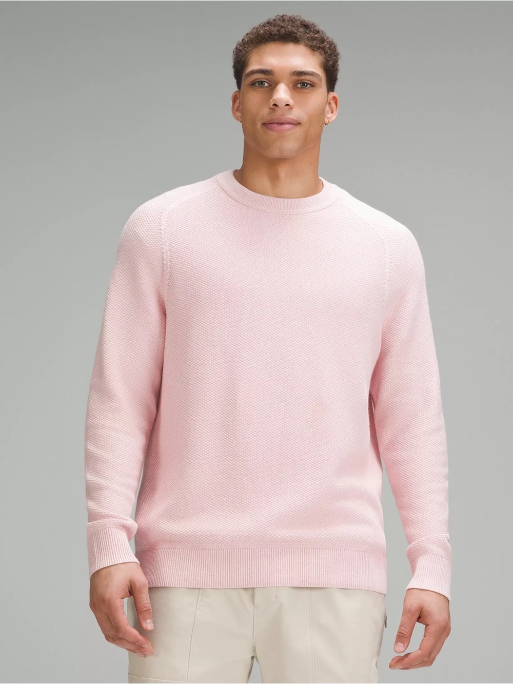 Lululemon Textured Knit Crewneck Sweater in Pink Pullover Waffle Texture Top